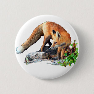 Badge Rond 5 Cm Renard rouge