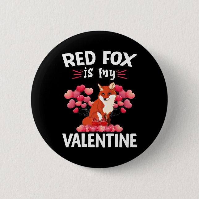 Badge Rond 5 Cm Renard roux est mon Valentin Joyuse Saint-Valentin (Devant)
