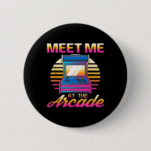 Badge Rond 5 Cm Rencontrez-Moi À L'Arcade Gamer Vaporwave Retro Vi