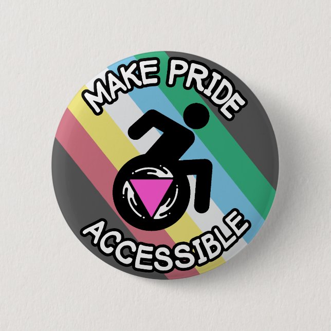 Badge Rond 5 Cm Rendre la fierté accessible Queer LGBTQ désactivé  (Devant)
