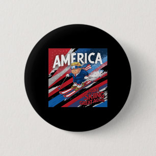 Badge Rond 5 Cm Rendre le ski grand Donald Trump - Ski aux Etats-U
