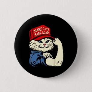 Badge Rond 5 Cm Rendre les chats en sécurité Casquettes rouges Cha