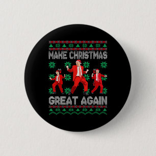 Badge Rond 5 Cm Rendre Noël grand encore Père Noël Trump Danse Noë