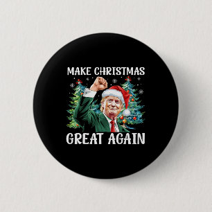 Badge Rond 5 Cm Rendre Noël super à nouveau drôle Père Noël Trump