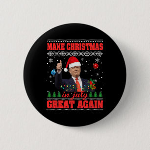 Badge Rond 5 Cm Rendre Noël super à nouveau drôle Père Noël Trump