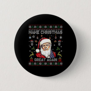 Badge Rond 5 Cm Rendre Noël super à nouveau drôle Père Noël Trump