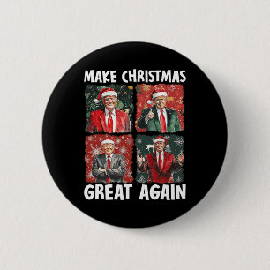 Badge Rond 5 Cm Rendre Noël super à nouveau drôle Père Noël Trump