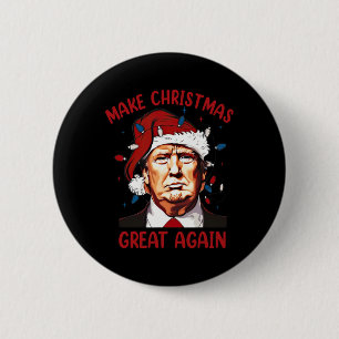 Badge Rond 5 Cm Rendre Noël super à nouveau drôle Père Noël Trump