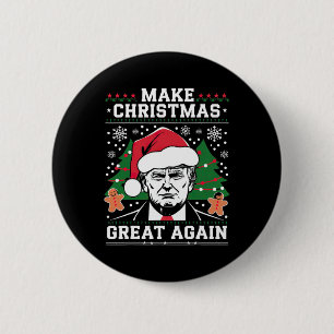 Badge Rond 5 Cm Rendre Noël super à nouveau drôle Père Noël Trump