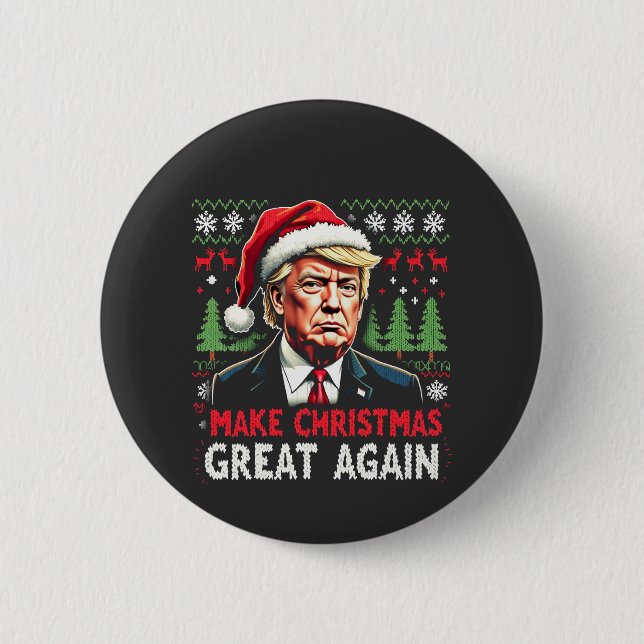 Badge Rond 5 Cm Rendre Noël super à nouveau moche Noël Sweat Trump (Devant)