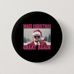 Badge Rond 5 Cm Rendre Noël super encore amusant Père Noël Trump