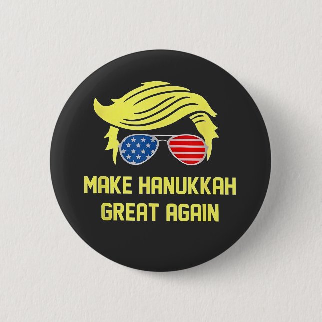 Badge Rond 5 Cm Rendre sa grandeur à Hanoukka Trump juif (Devant)