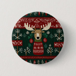 Badge Rond 5 Cm Renne au pull moche