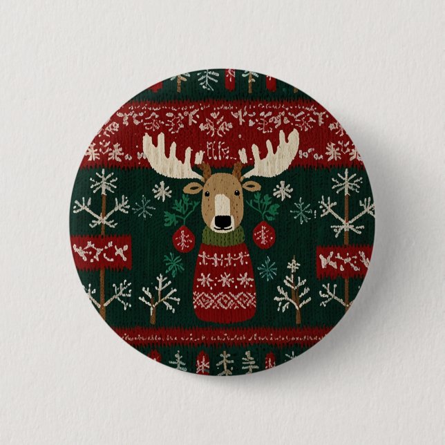 Badge Rond 5 Cm Renne au pull moche (Devant)