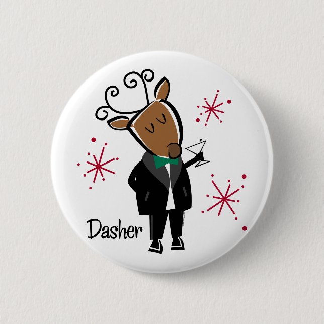 Badge Rond 5 Cm Renne de Dasher (Devant)