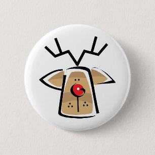 Badge Rond 5 Cm Renne de Noël