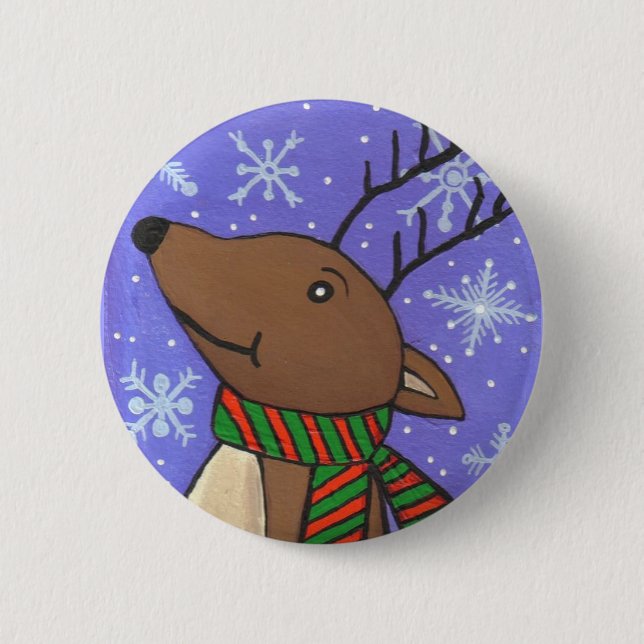Badge Rond 5 Cm Renne de Noël - bouton de vacances (Devant)