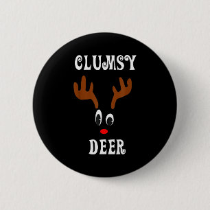 Badge Rond 5 Cm Renne de Noël maladroit Pêcheur Chasse Cerf Élan