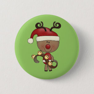 Badge Rond 5 Cm Renne de Rudy avec Bells