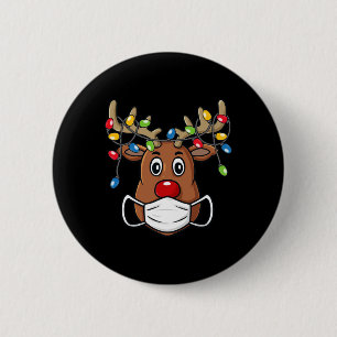 Badge Rond 5 Cm Renne Joyeux Noël Amusement Xmas 1