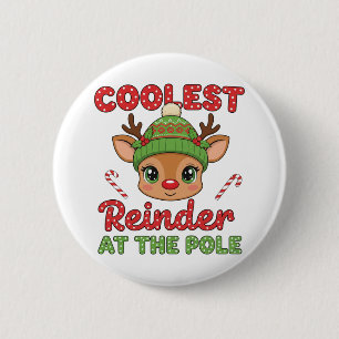 Badge Rond 5 Cm Renne le plus cool au pôle Noël mignon de Noël