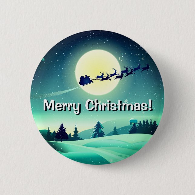 Badge Rond 5 Cm Renne pilotant Sleigh (Devant)