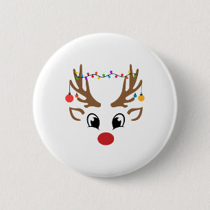 Badge Rond 5 Cm Rennes de Noël Lumière de Noël Famille Tenue Assor