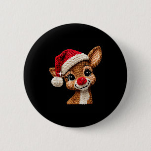Badge Rond 5 Cm Rennes de Noël mignons au crochet Cadeau drôle pou