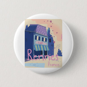 Badge Rond 5 Cm Rennes France dessin animé vintage