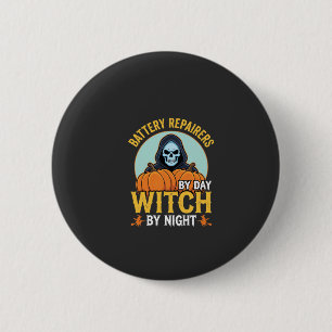 Badge Rond 5 Cm Réparateur de piles Halloween Sorcière de nuit Des