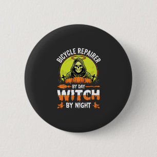 Badge Rond 5 Cm Réparateur de vélos d'Halloween le jour sorcière l