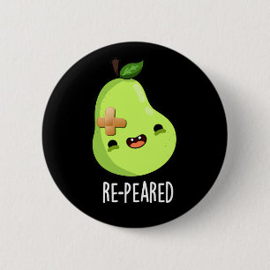 Badge Rond 5 Cm Réparé Funny Fruit Pun de poires Dark BG