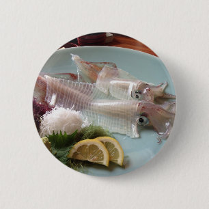 Badge Rond 5 Cm Repas japonais de sashimi de calamar servi déjeune