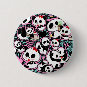 Badge Rond 5 Cm Repère Le Panda ! Panda Doodles