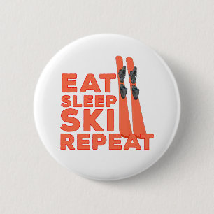 Badge Rond 5 Cm Répéter le ski du sommeil