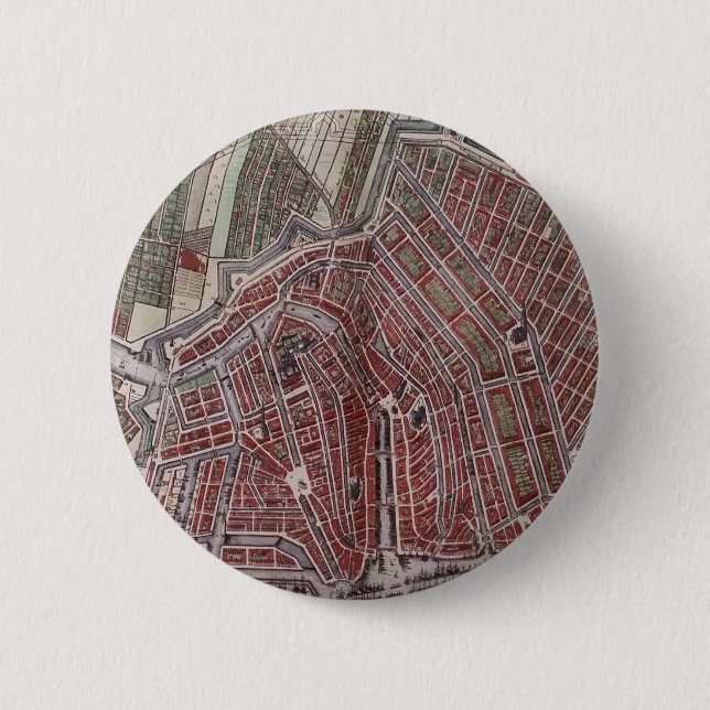 Badge Rond 5 Cm Réplique carte de la ville d'Amsterdam 1652 (Devant)