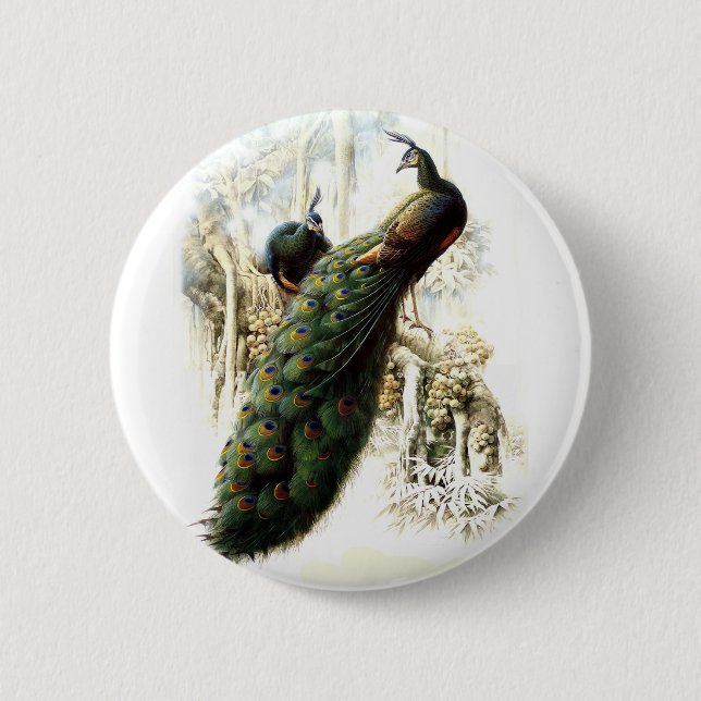 Badge Rond 5 Cm Repose des Peacocks (Devant)