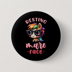 Badge Rond 5 Cm Repose Mare Face I Ventilateur Equestre Pony Horse