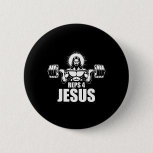 Badge Rond 5 Cm Reps 4 Jesus Gym Christian Exercice d'haltérophili