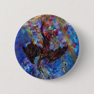 Badge Rond 5 Cm Reptile pourpre bleu à ailes de monstre de dragon