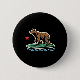 Badge Rond 5 Cm République de Californie Ours de Plage Planche de 