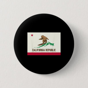 Badge Rond 5 Cm République de Californie Ours Surfant-drapeau de l