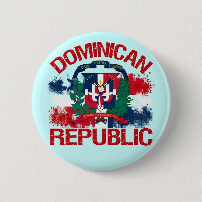 Badge Rond 5 Cm République de Domonican (Devant)