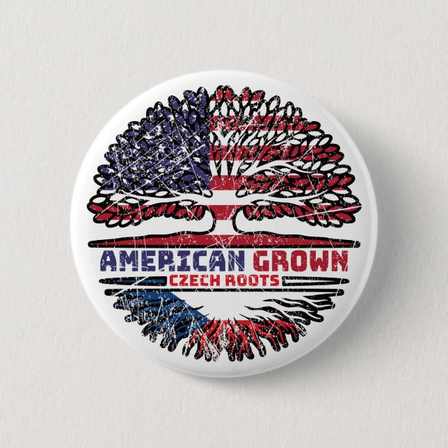 Badge Rond 5 Cm République tchèque Tchèque États-Unis États-Unis (Devant)