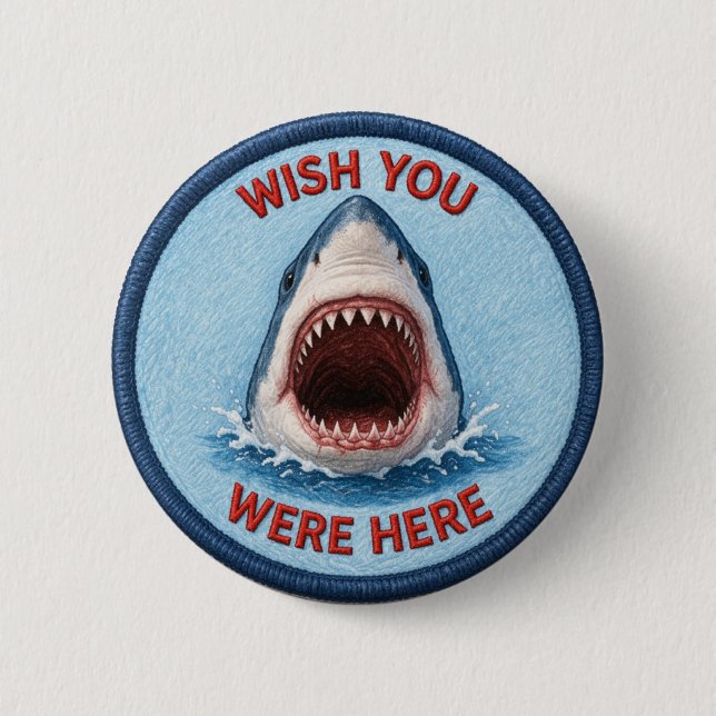 Badge Rond 5 Cm Requin (Devant)
