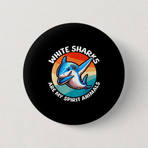 Badge Rond 5 Cm Requin Blanc Srit Animal
