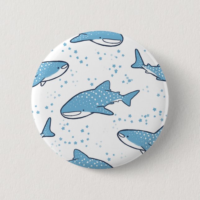 Badge Rond 5 Cm Requin de baleine étoilé (lumière) (Devant)