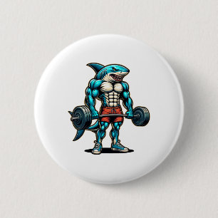 Badge Rond 5 Cm Requin drôle cool musculation bodybuilder muscle