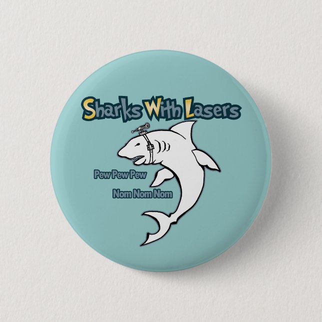 Badge Rond 5 Cm Requins avec des lasers (Devant)