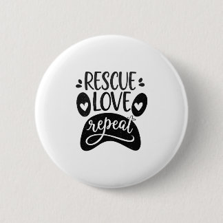 Badge Rond 5 Cm Rescue Love Repeat Dog Paw Tee